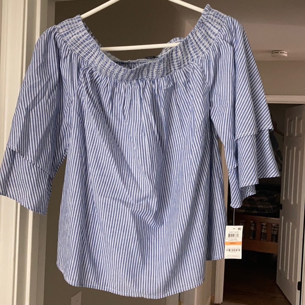 Pinstripe blue and white blouse